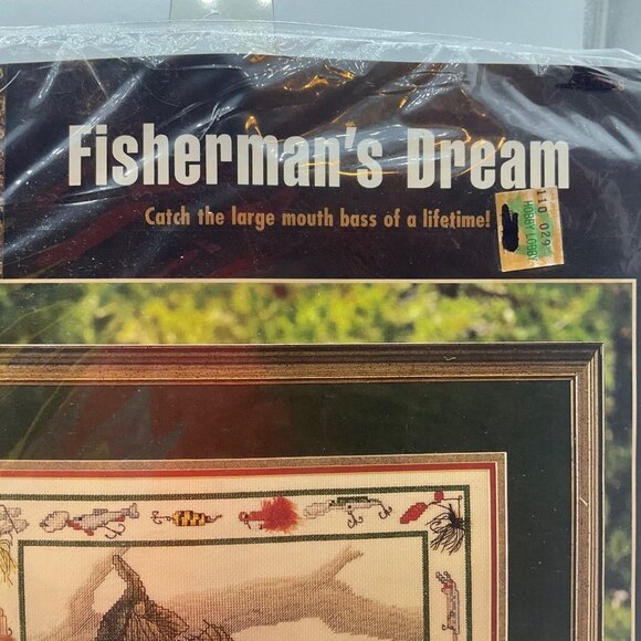 VTG 90's Charles Craft Fishermans Dream Large Mouth Bass Cross-Stitch Kit - Picture 3 of 10